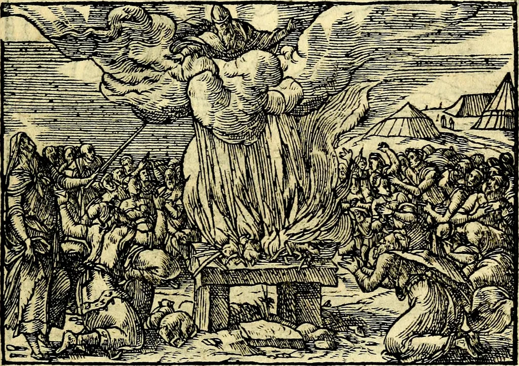 An illustration from Historiarvm memorabilivm ex Exodo, sequentibusq́ [] libris descriptio, 1558, leaf 88