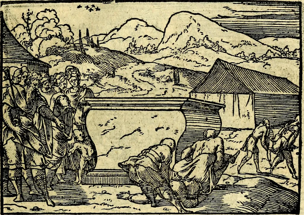 An illustration from Historiarvm memorabilivm ex Exodo, sequentibusq́ [] libris descriptio, 1558, leaf 90