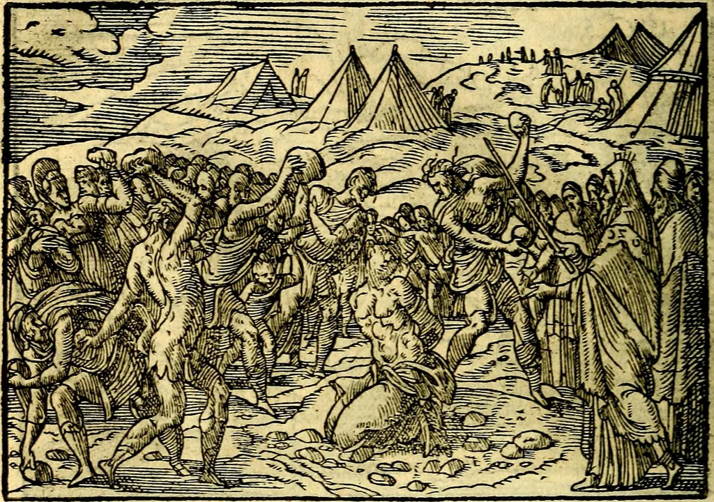 An illustration from Historiarvm memorabilivm ex Exodo, sequentibusq́ [] libris descriptio, 1558, leaf 91