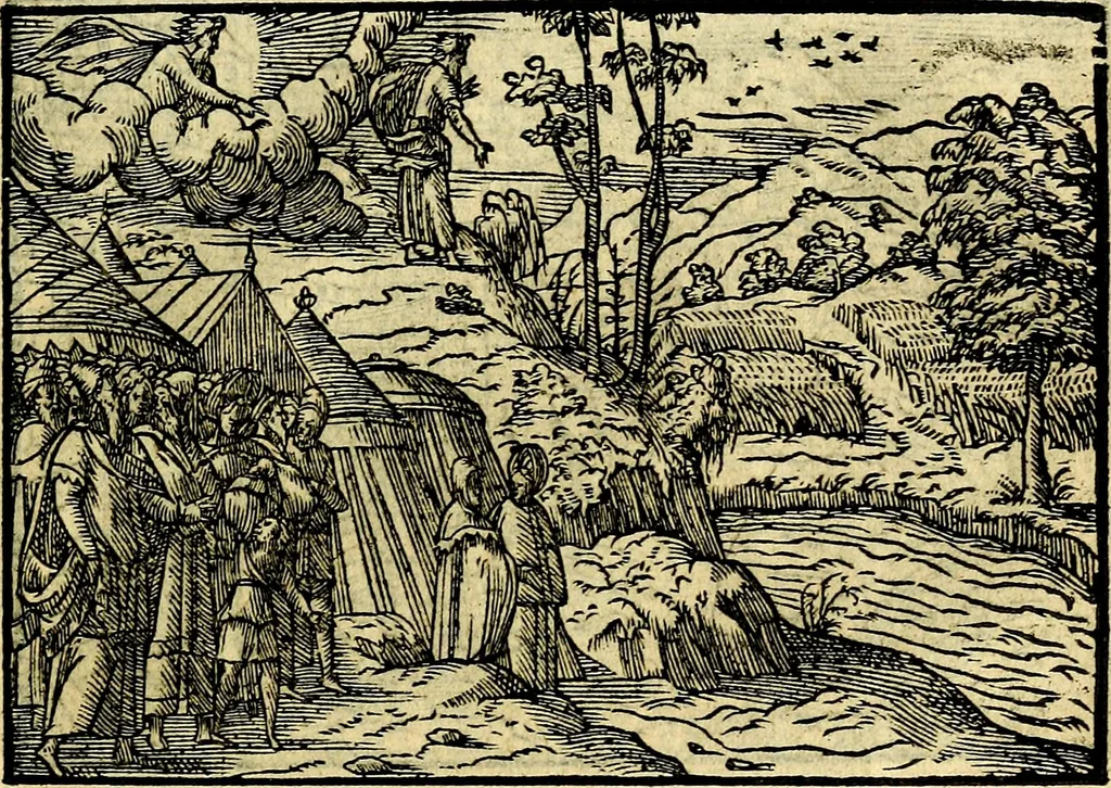An illustration from Historiarvm memorabilivm ex Exodo, sequentibusq́ [] libris descriptio, 1558, leaf 92