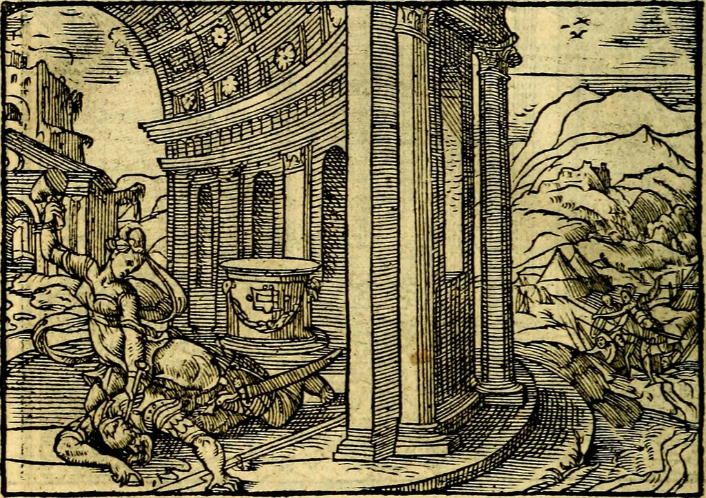 An illustration from Historiarvm memorabilivm ex Exodo, sequentibusq́ [] libris descriptio, 1558, leaf 95