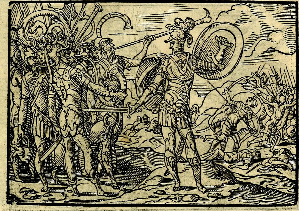 An illustration from Historiarvm memorabilivm ex Exodo, sequentibusq́ [] libris descriptio, 1558, leaf 96