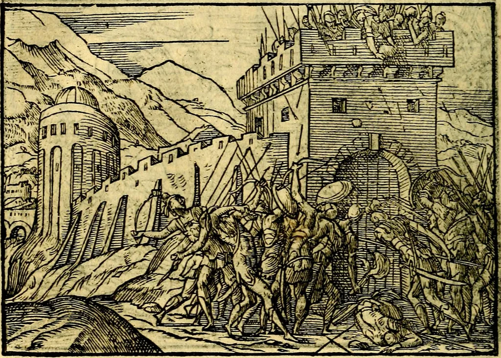 An illustration from Historiarvm memorabilivm ex Exodo, sequentibusq́ [] libris descriptio, 1558, leaf 97