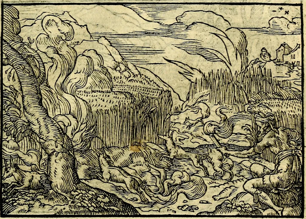 An illustration from Historiarvm memorabilivm ex Exodo, sequentibusq́ [] libris descriptio, 1558, leaf 98