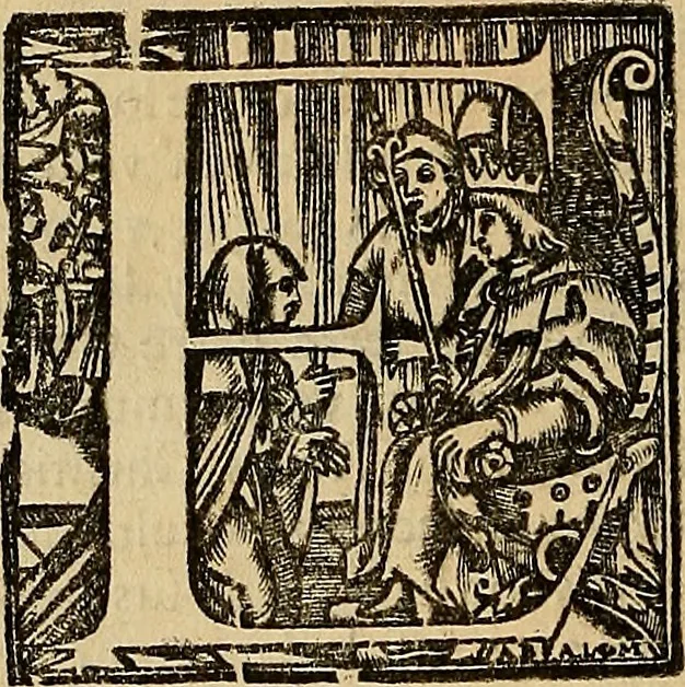 An illustration from Historias de idacio obispo : qve escrivio poco antes qve España se perdiese. De Isidoro, Obispo de Badajoz ... De Sebastiano, Obispo de Salamanca ... De Sampiro, Obispo de Astorga ... De Pelagio, Obispo de Ouiedo ... Nunca hasta agora impressas, con otras notas tocantes a estas historias, y reyes dellas., 1615, leaf 195