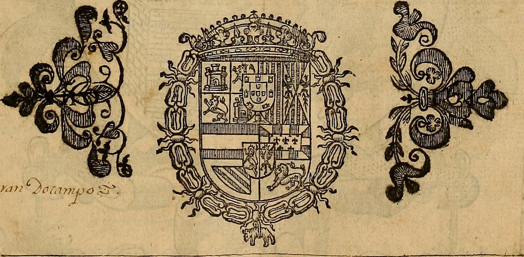 An illustration from Historias de idacio obispo : qve escrivio poco antes qve España se perdiese. De Isidoro, Obispo de Badajoz ... De Sebastiano, Obispo de Salamanca ... De Sampiro, Obispo de Astorga ... De Pelagio, Obispo de Ouiedo ... Nunca hasta agora impressas, con otras notas tocantes a estas historias, y reyes dellas., 1615, leaf 4