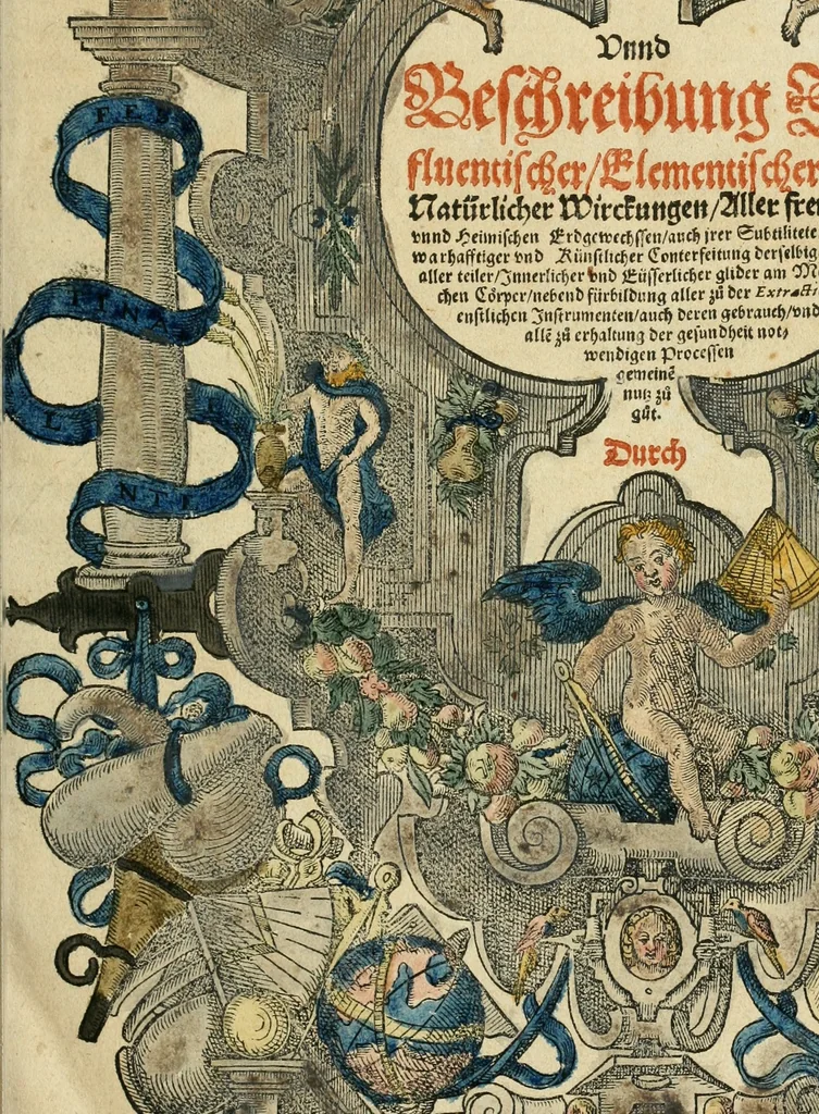 An illustration from Historia vnnd Beschreibung influentischer, elementischer vnd natürlicher Wirckungen, aller fremden vnnd heimischen Erdgewechssen ..., 1578, leaf 4