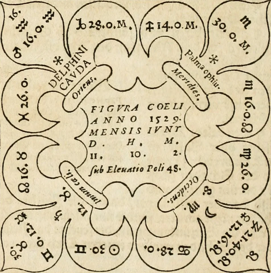An illustration from Historia vnnd Beschreibung influentischer, elementischer vnd natürlicher Wirckungen, aller fremden vnnd heimischen Erdgewechssen ..., 1578, leaf 55