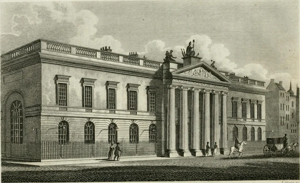 An illustration from A descriptive and historical account of various palaces and public buildings (English and foreign) : with biographical notices of their founders, and other eminent persons, 1821, leaf 167