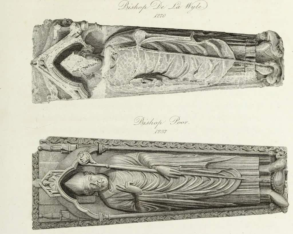 An illustration from An historical account of the Episcopal see, and cathedral church, of Sarum, or Salisbury : comprising biographical notices of the bishops : the history of the establishment, from the earliest period : and a description of the monuments : illustrated with engravings, 1814, leaf 254