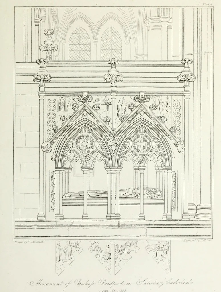 An illustration from An historical account of the Episcopal see, and cathedral church, of Sarum, or Salisbury : comprising biographical notices of the bishops : the history of the establishment, from the earliest period : and a description of the monuments : illustrated with engravings, 1814, leaf 272