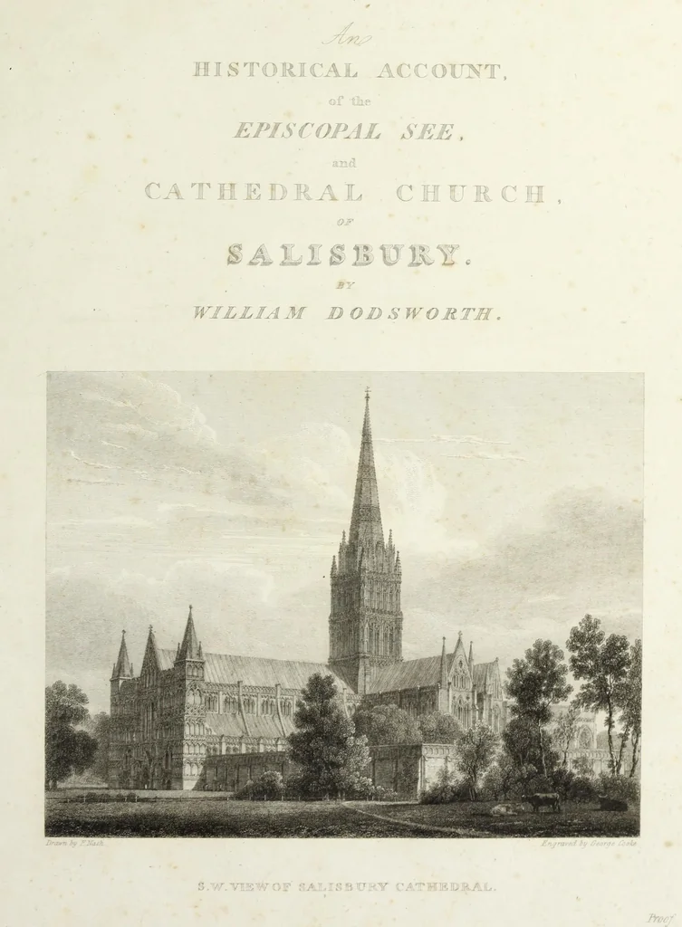 An illustration from An historical account of the Episcopal see, and cathedral church, of Sarum, or Salisbury : comprising biographical notices of the bishops : the history of the establishment, from the earliest period : and a description of the monuments : illustrated with engravings, 1814, leaf 6