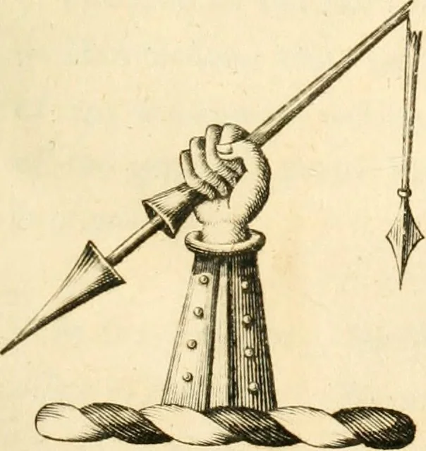 An illustration from Historical anecdotes of heraldry and chivalry : tending to shew the origin of many English and foreign coats of arms, circumstances and customs, 1795, leaf 18