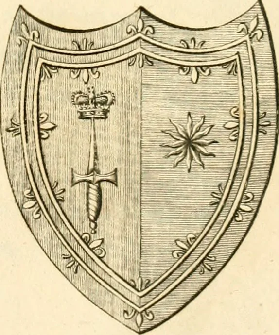 An illustration from Historical anecdotes of heraldry and chivalry : tending to shew the origin of many English and foreign coats of arms, circumstances and customs, 1795, leaf 18