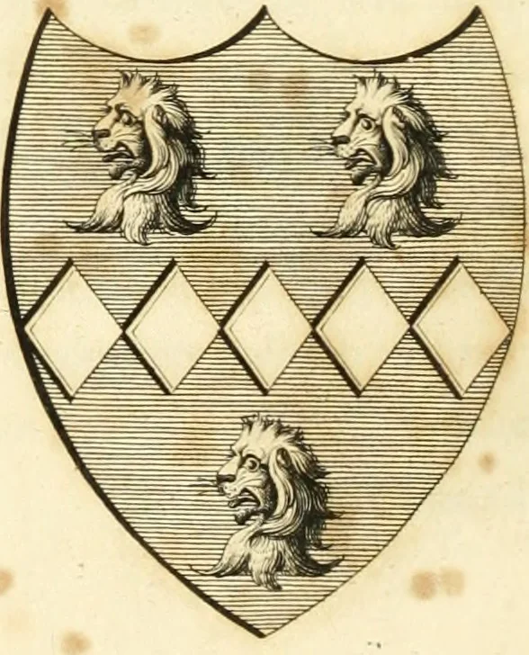An illustration from Historical anecdotes of heraldry and chivalry : tending to shew the origin of many English and foreign coats of arms, circumstances and customs, 1795, leaf 185