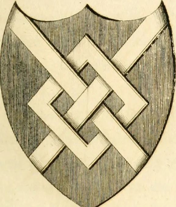 An illustration from Historical anecdotes of heraldry and chivalry : tending to shew the origin of many English and foreign coats of arms, circumstances and customs, 1795, leaf 22