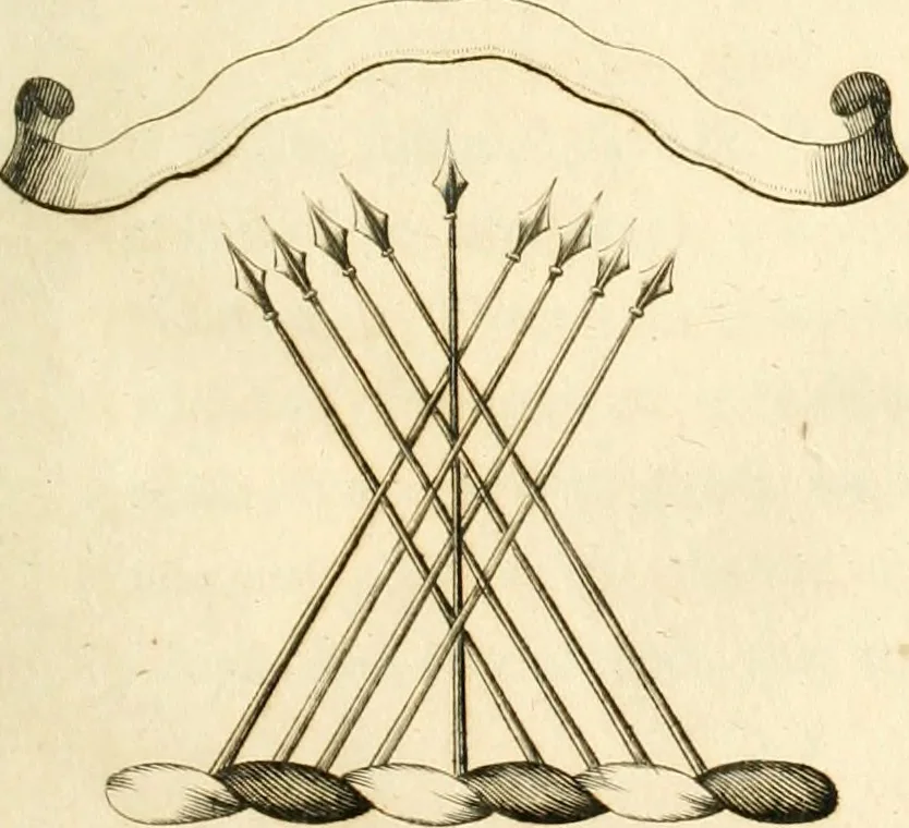 An illustration from Historical anecdotes of heraldry and chivalry : tending to shew the origin of many English and foreign coats of arms, circumstances and customs, 1795, leaf 22