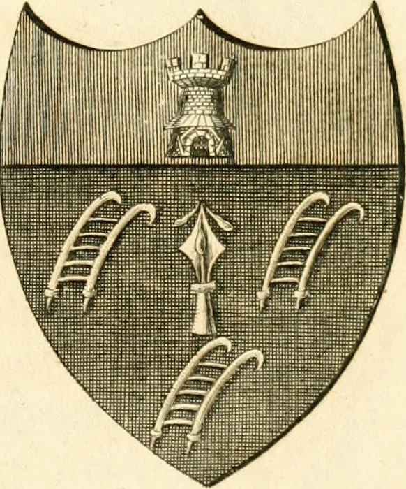 An illustration from Historical anecdotes of heraldry and chivalry : tending to shew the origin of many English and foreign coats of arms, circumstances and customs, 1795, leaf 22