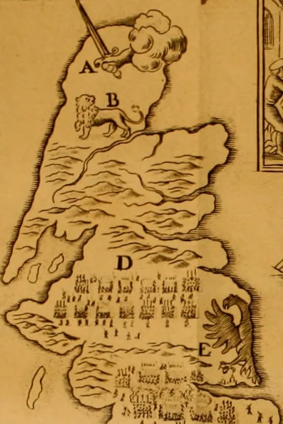An illustration from Historical collections of private passages of state : weighty matters in law. Remarkable proceedings in five Parliaments. Beginning the sixteenth year of King James, anno 1618. And ending the fifth year of King Charls, anno 1629, 1682, leaf 35