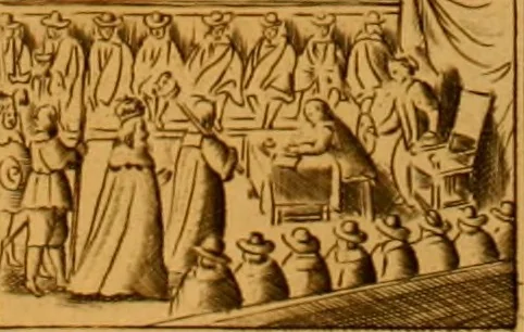 An illustration from Historical collections of private passages of state : weighty matters in law. Remarkable proceedings in five Parliaments. Beginning the sixteenth year of King James, anno 1618. And ending the fifth year of King Charls, anno 1629, 1682, leaf 35