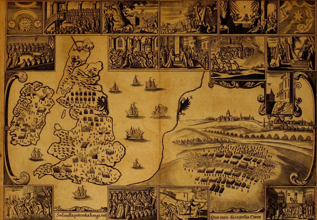 An illustration from Historical collections of private passages of state : weighty matters in law. Remarkable proceedings in five Parliaments. Beginning the sixteenth year of King James, anno 1618. And ending the fifth year of King Charls, anno 1629, 1682, leaf 18