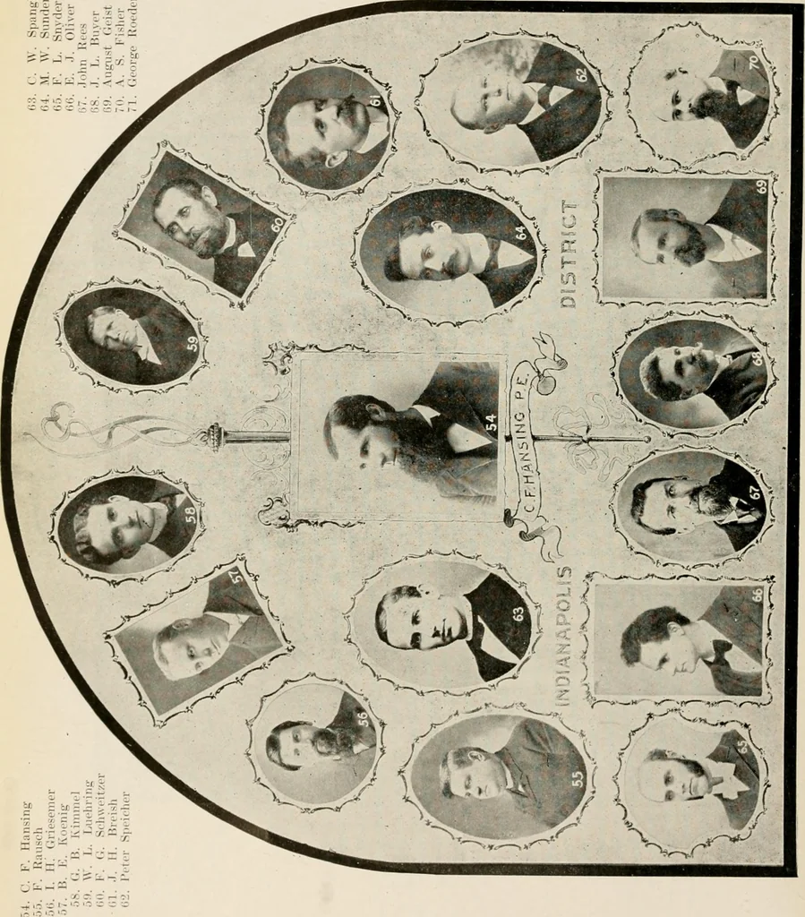 An illustration from Historical data and life sketches of the deceased ministers of the Indiana Conference of the Evangelical Association, 1835 to 1915, 1915, leaf 47