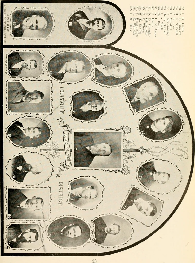 An illustration from Historical data and life sketches of the deceased ministers of the Indiana Conference of the Evangelical Association, 1835 to 1915, 1915, leaf 48