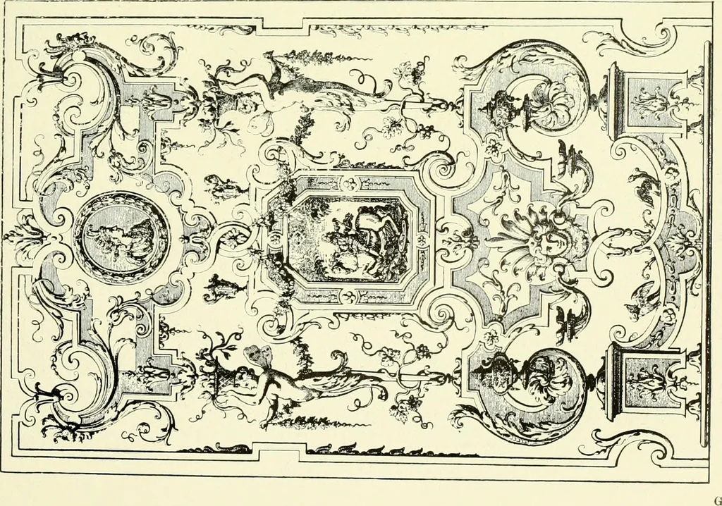 An illustration from An historical guide to French interiors, furniture, decoration, woodwork & allied arts during the last half of the seventeenth century, the whole of the eighteenth century, and the earlier part of the nineteenth, 1903, leaf 106