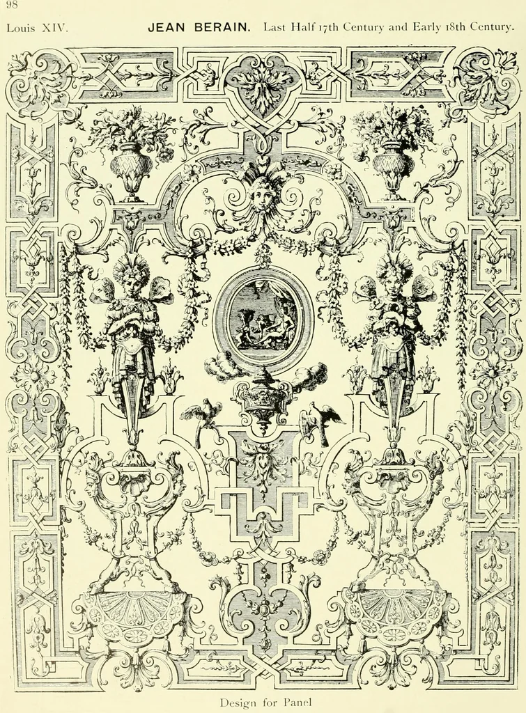 An illustration from An historical guide to French interiors, furniture, decoration, woodwork & allied arts during the last half of the seventeenth century, the whole of the eighteenth century, and the earlier part of the nineteenth, 1903, leaf 107