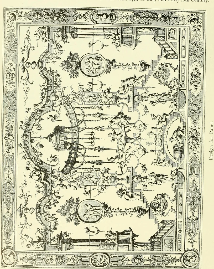 An illustration from An historical guide to French interiors, furniture, decoration, woodwork & allied arts during the last half of the seventeenth century, the whole of the eighteenth century, and the earlier part of the nineteenth, 1903, leaf 113