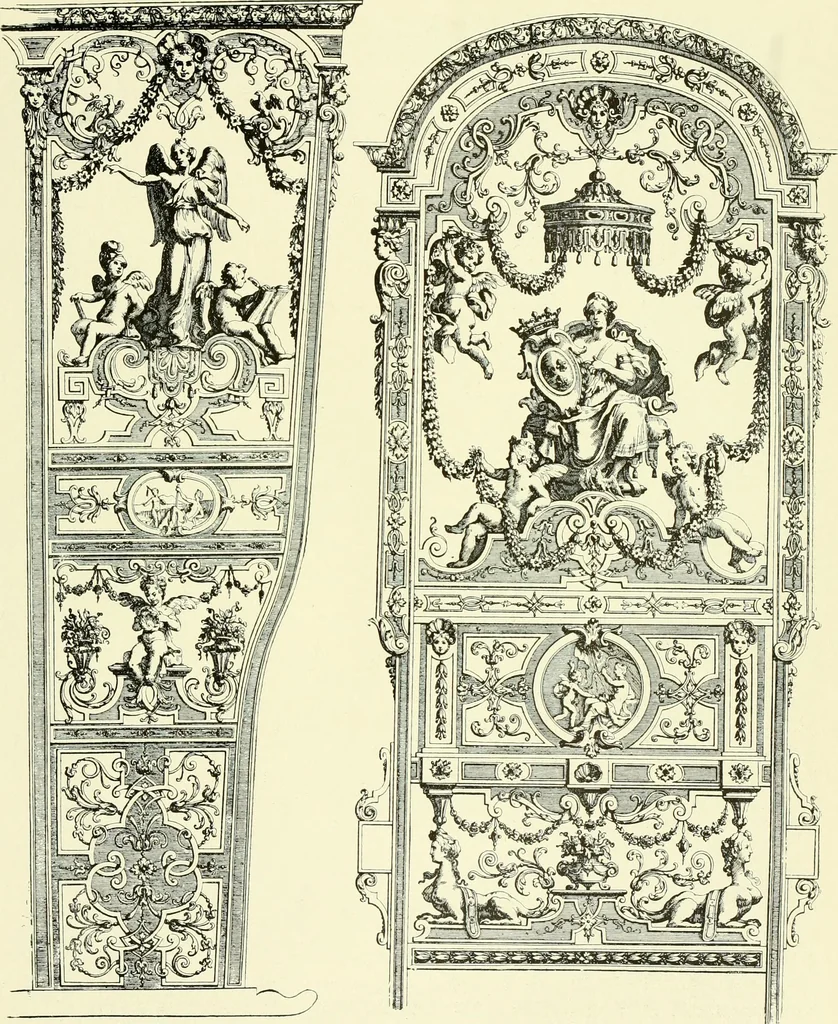 An illustration from An historical guide to French interiors, furniture, decoration, woodwork & allied arts during the last half of the seventeenth century, the whole of the eighteenth century, and the earlier part of the nineteenth, 1903, leaf 114