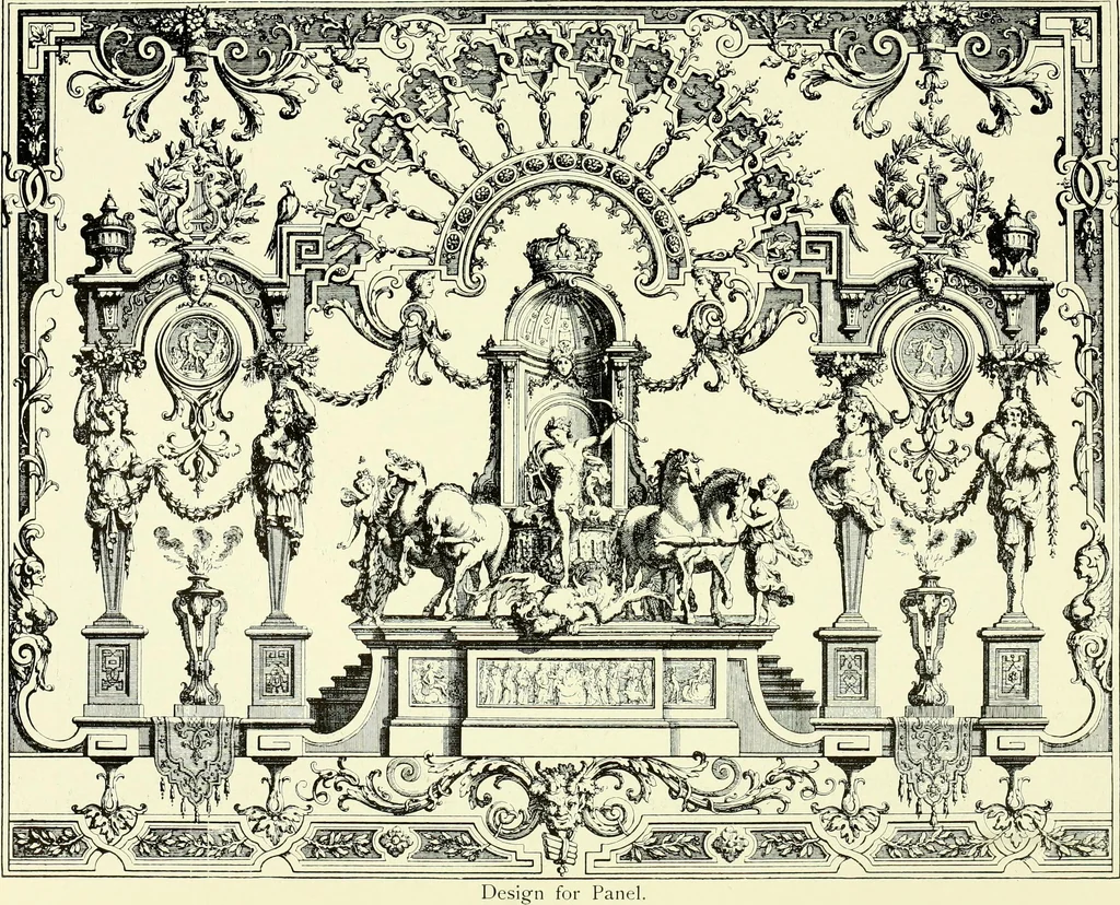 An illustration from An historical guide to French interiors, furniture, decoration, woodwork & allied arts during the last half of the seventeenth century, the whole of the eighteenth century, and the earlier part of the nineteenth, 1903, leaf 116