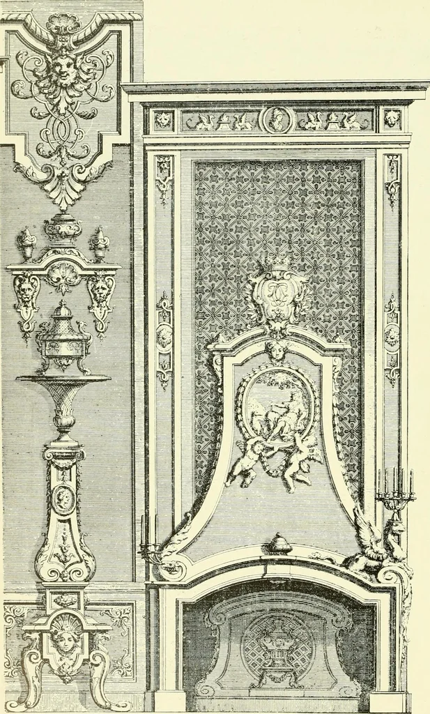 An illustration from An historical guide to French interiors, furniture, decoration, woodwork & allied arts during the last half of the seventeenth century, the whole of the eighteenth century, and the earlier part of the nineteenth, 1903, leaf 117