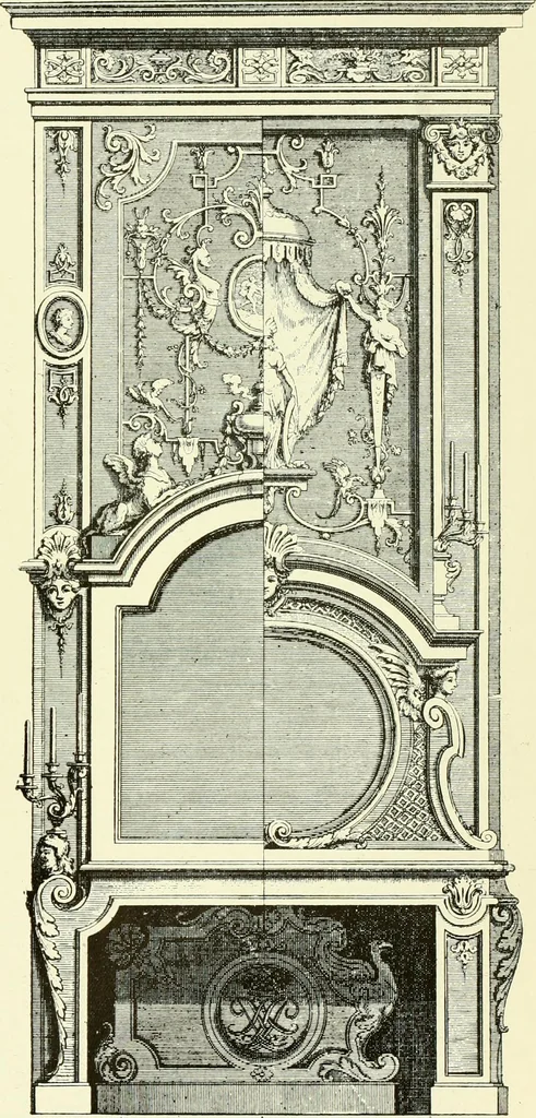 An illustration from An historical guide to French interiors, furniture, decoration, woodwork & allied arts during the last half of the seventeenth century, the whole of the eighteenth century, and the earlier part of the nineteenth, 1903, leaf 118