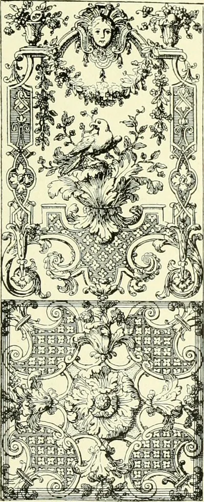 An illustration from An historical guide to French interiors, furniture, decoration, woodwork & allied arts during the last half of the seventeenth century, the whole of the eighteenth century, and the earlier part of the nineteenth, 1903, leaf 122