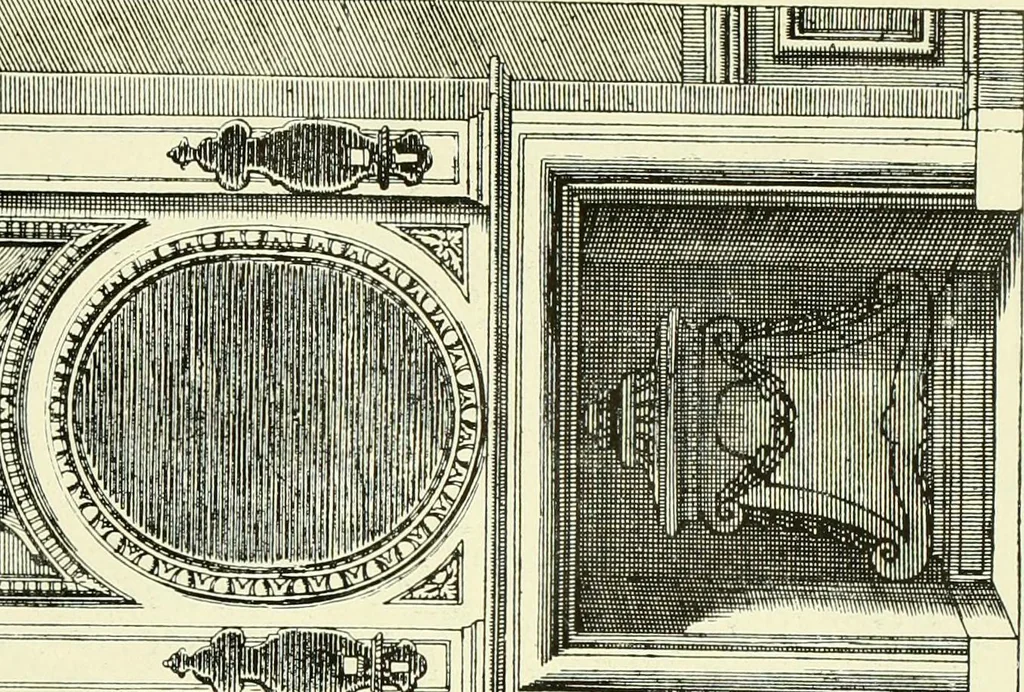 An illustration from An historical guide to French interiors, furniture, decoration, woodwork & allied arts during the last half of the seventeenth century, the whole of the eighteenth century, and the earlier part of the nineteenth, 1903, leaf 128
