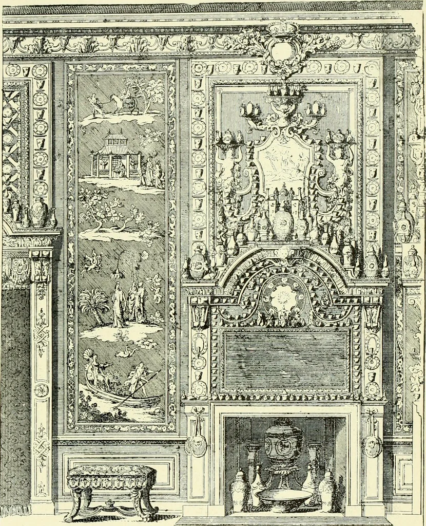 An illustration from An historical guide to French interiors, furniture, decoration, woodwork & allied arts during the last half of the seventeenth century, the whole of the eighteenth century, and the earlier part of the nineteenth, 1903, leaf 132