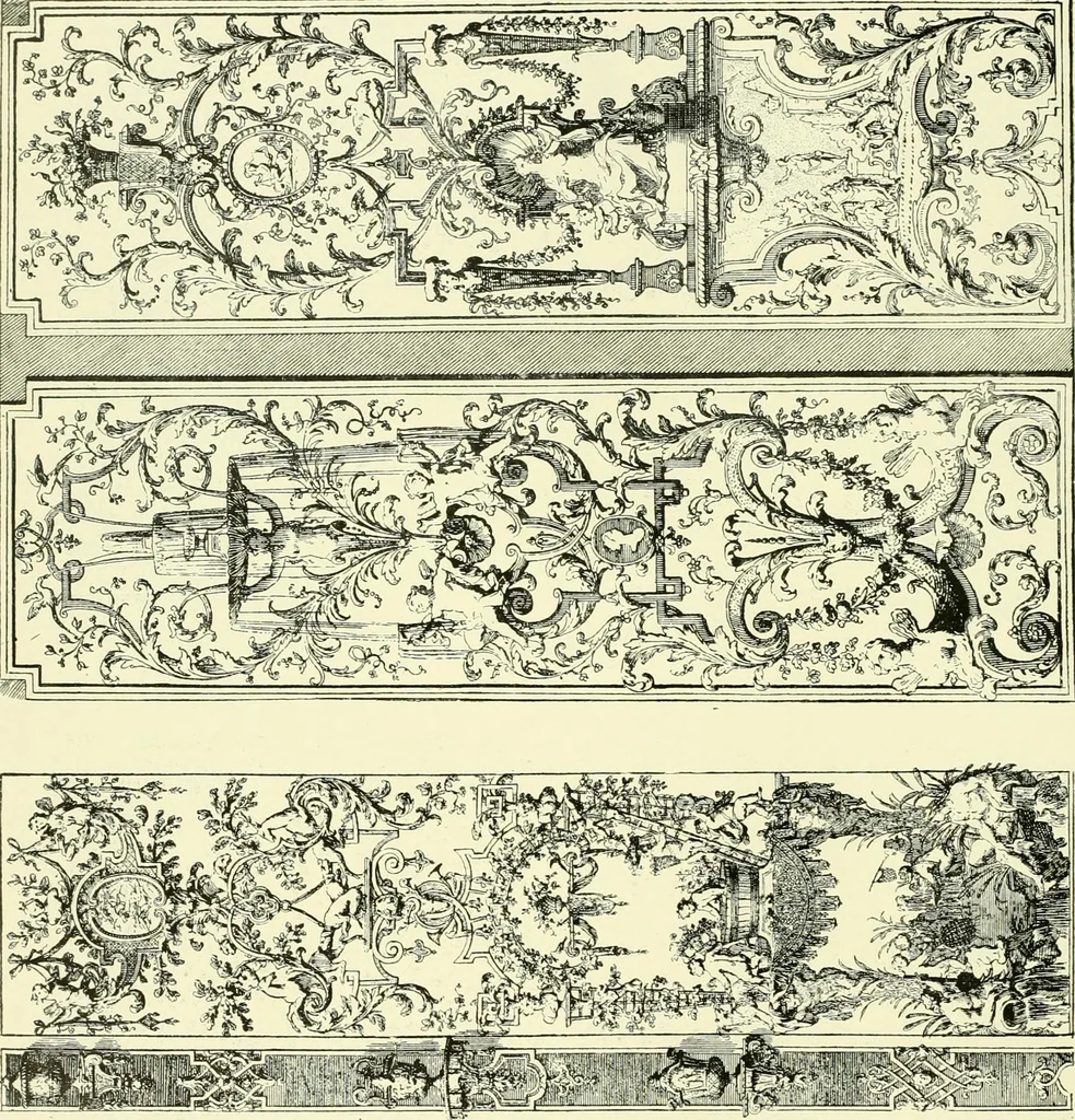 An illustration from An historical guide to French interiors, furniture, decoration, woodwork & allied arts during the last half of the seventeenth century, the whole of the eighteenth century, and the earlier part of the nineteenth, 1903, leaf 135
