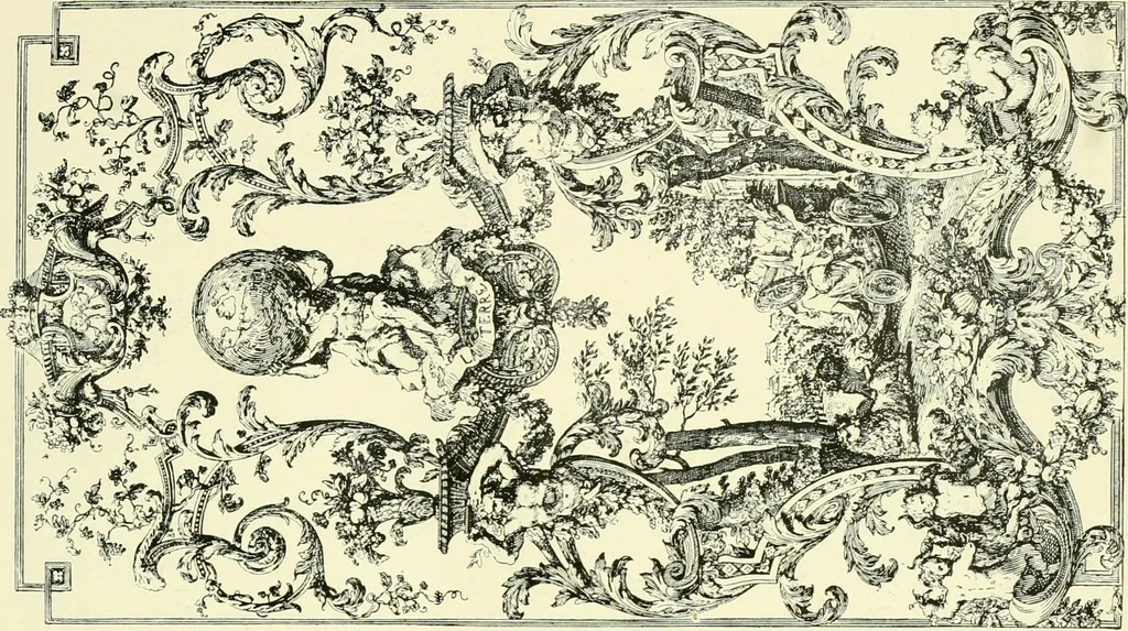 An illustration from An historical guide to French interiors, furniture, decoration, woodwork & allied arts during the last half of the seventeenth century, the whole of the eighteenth century, and the earlier part of the nineteenth, 1903, leaf 136