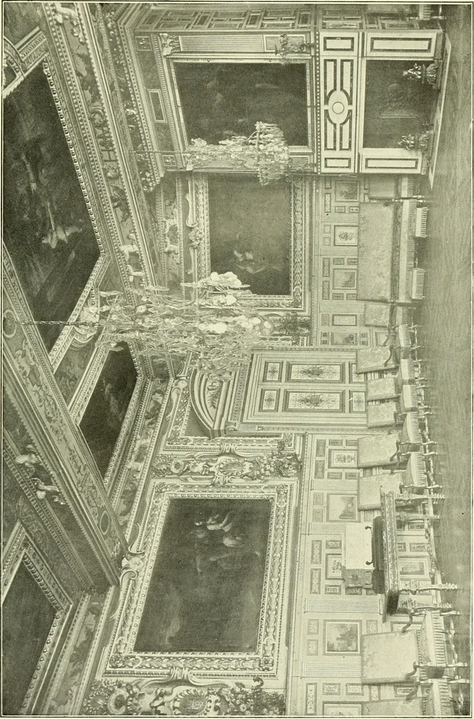 An illustration from An historical guide to French interiors, furniture, decoration, woodwork & allied arts during the last half of the seventeenth century, the whole of the eighteenth century, and the earlier part of the nineteenth, 1903, leaf 14