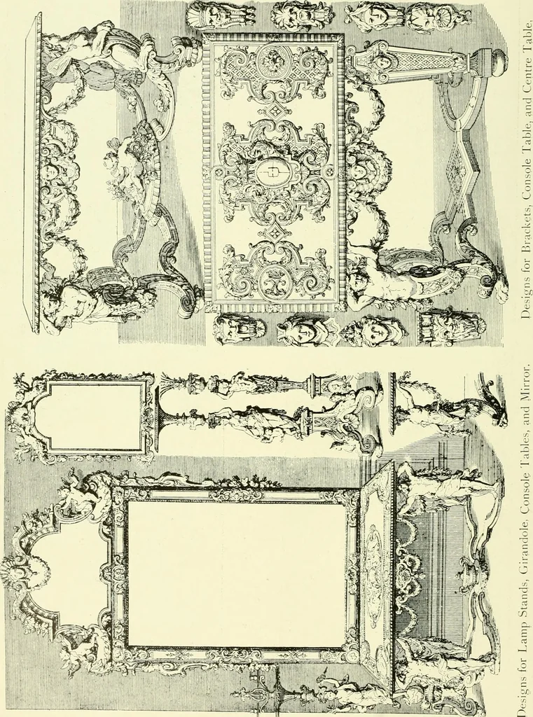 An illustration from An historical guide to French interiors, furniture, decoration, woodwork & allied arts during the last half of the seventeenth century, the whole of the eighteenth century, and the earlier part of the nineteenth, 1903, leaf 141