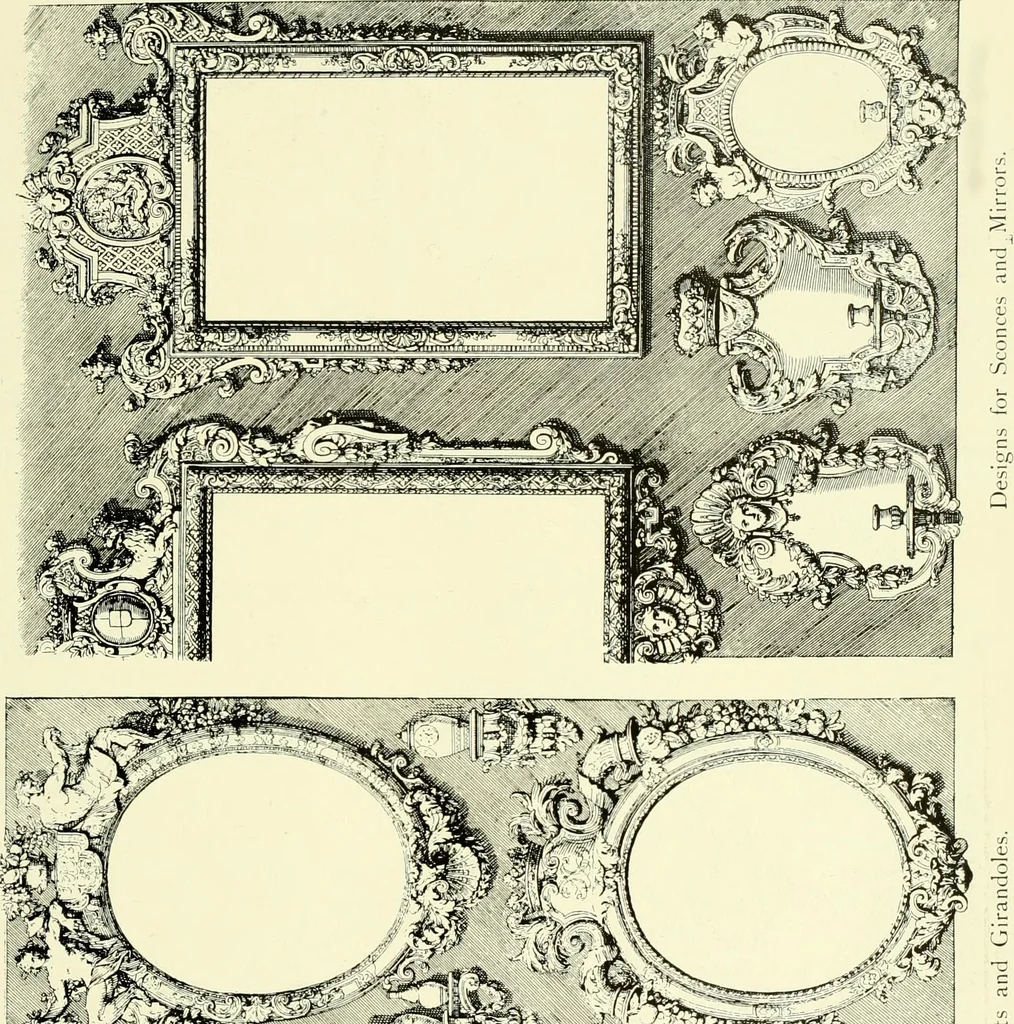 An illustration from An historical guide to French interiors, furniture, decoration, woodwork & allied arts during the last half of the seventeenth century, the whole of the eighteenth century, and the earlier part of the nineteenth, 1903, leaf 142