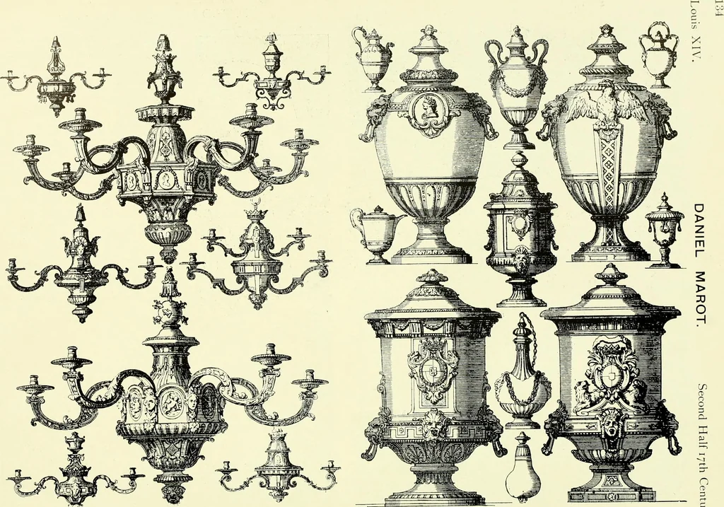 An illustration from An historical guide to French interiors, furniture, decoration, woodwork & allied arts during the last half of the seventeenth century, the whole of the eighteenth century, and the earlier part of the nineteenth, 1903, leaf 143