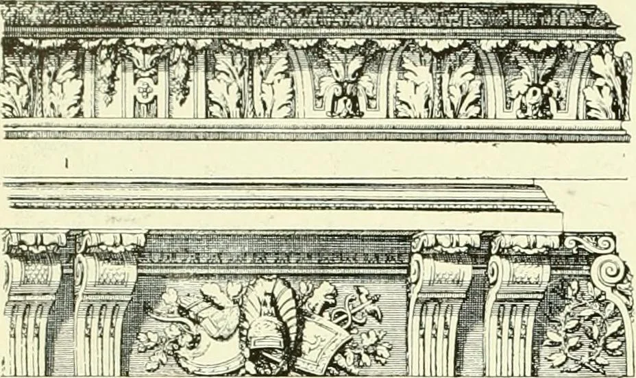An illustration from An historical guide to French interiors, furniture, decoration, woodwork & allied arts during the last half of the seventeenth century, the whole of the eighteenth century, and the earlier part of the nineteenth, 1903, leaf 145