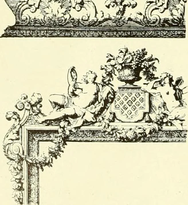An illustration from An historical guide to French interiors, furniture, decoration, woodwork & allied arts during the last half of the seventeenth century, the whole of the eighteenth century, and the earlier part of the nineteenth, 1903, leaf 145
