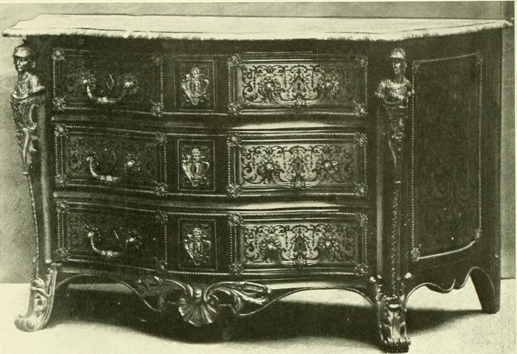 An illustration from An historical guide to French interiors, furniture, decoration, woodwork & allied arts during the last half of the seventeenth century, the whole of the eighteenth century, and the earlier part of the nineteenth, 1903, leaf 150