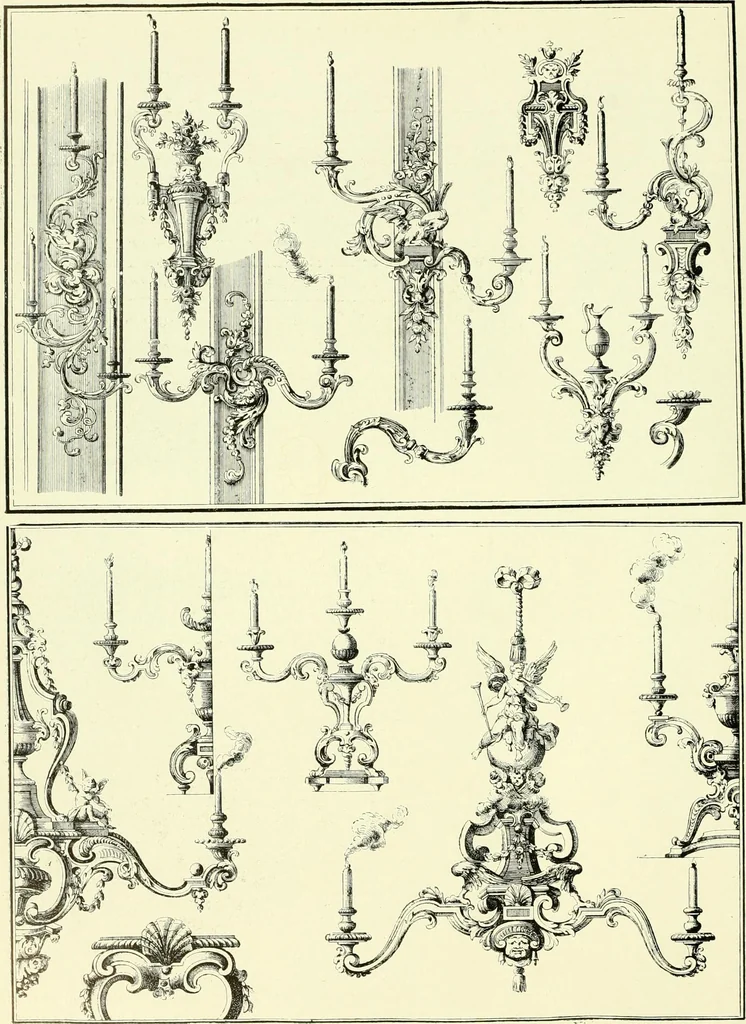 An illustration from An historical guide to French interiors, furniture, decoration, woodwork & allied arts during the last half of the seventeenth century, the whole of the eighteenth century, and the earlier part of the nineteenth, 1903, leaf 151