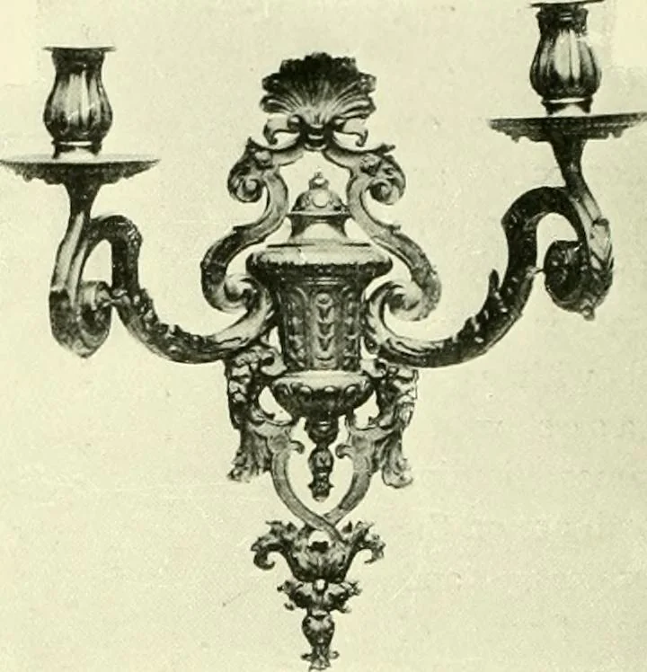 An illustration from An historical guide to French interiors, furniture, decoration, woodwork & allied arts during the last half of the seventeenth century, the whole of the eighteenth century, and the earlier part of the nineteenth, 1903, leaf 153