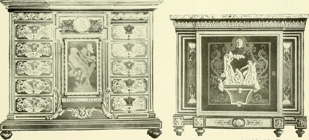 An illustration from An historical guide to French interiors, furniture, decoration, woodwork & allied arts during the last half of the seventeenth century, the whole of the eighteenth century, and the earlier part of the nineteenth, 1903, leaf 158