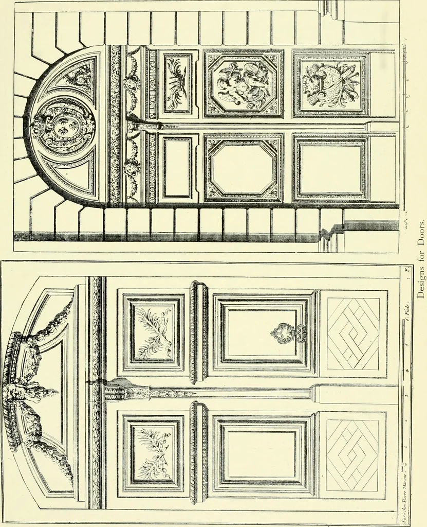 An illustration from An historical guide to French interiors, furniture, decoration, woodwork & allied arts during the last half of the seventeenth century, the whole of the eighteenth century, and the earlier part of the nineteenth, 1903, leaf 166